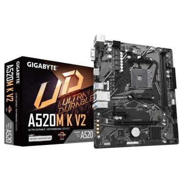 Imagem de Placa Mãe A520M K V2 Socket AM4 VGA DDR4 para Uso Profissional e Pessoal Preta Gigabyte