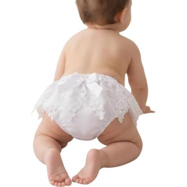 Imagem de Calcinha de Bebê em Renda com Laço e Pérola Confortável e Delicada Bat