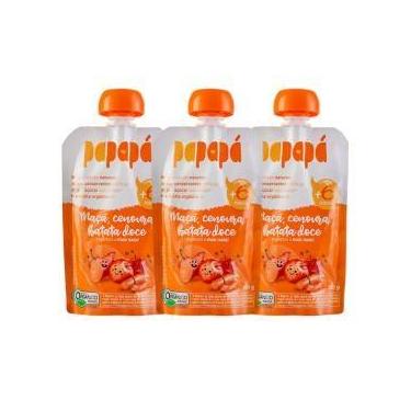 Imagem de Kit Papinha Infantil Orgânica Maçã Cenoura Batata Doce Papapá Sem Açúc