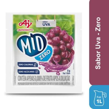 Imagem de Kit Refresco em Pó MID Zero Açúcar Sabor Uva Com 5 Unidades de 8g - AJ