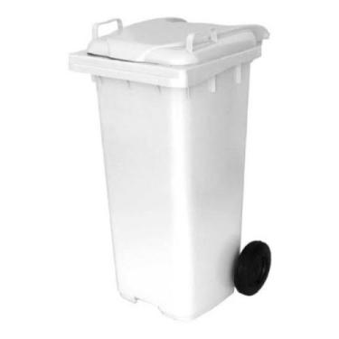Imagem de Conteiner Lixeira Plastica 120l Contentor Com Rodas Branco  Kit 3un - 