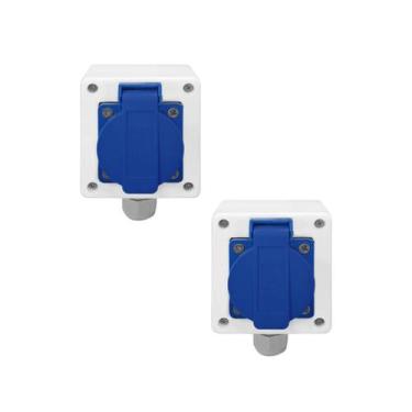 Imagem de Kit Tomada + Caixa Branca Padrão Brasileiro 2P+T 20A Azul - SIBRATEC, 