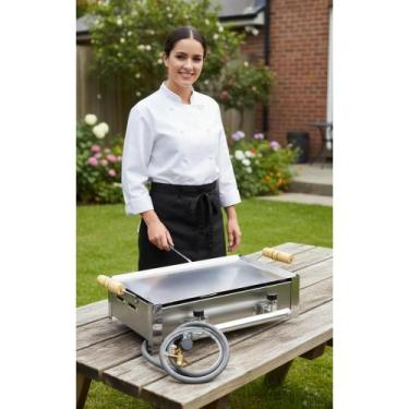 Imagem de Fogão Portátil Inox 2 Bocas Com Chapa - Cozinha Rápida - Congratulatio