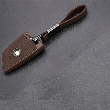Imagem de WSWJDW Couro Car Key Case Cover Shell, apto para BMW X1 X3 X5 X6 X7 1/3/5/6/7 Series G30 G20 G32 G11 F20 Z4 F48 F39 G01 G01 G02 F15 F16 G07,3 botões marrom