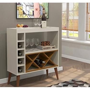 Imagem de Aparador Retrô Pés Palito com Adega Soft - Off White com Freijó - Comprar Moveis Em Casa
