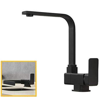 Imagem de Pkfinrd Torneira de cozinha de cobre preto para pia de cozinha com torneira quente e fria para janela interna dobrável