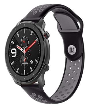 Imagem de Pulseiras NSmart compatíveis com Amazfit GTR 47MM / GTR 2 / GTR 2e / GTR 3 / GTR 4 (Preto com cinza Nk)