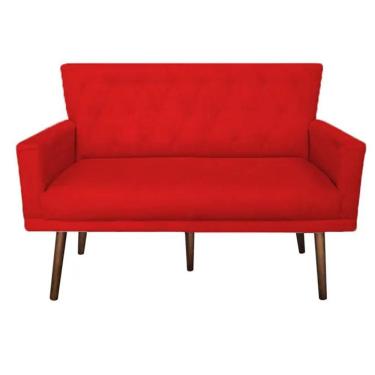 Imagem de Namoradeira Decorativa Julieta 1,20 M Pés Madeira Suede Vermelho