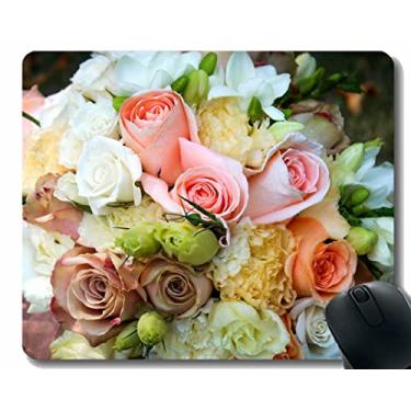 Imagem de Mouse pad de borracha antiderrapante para jogos, rosas flores, peônias, flor, maciez, base de borracha antiderrapante