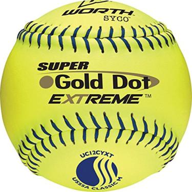 Imagem de Worth | Bolas de softball Slowpitch | 30,5 cm | Aprovado pela USSSA | SYCO Gold Dot Extreme/Classic M | 12 unidades