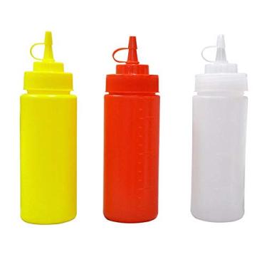 Imagem de Garrafa de compressão Ketchup para condimentos, garrafa de plástico para molho, garrafa de espremer desinfetante para as mãos, garrafa de plástico para espremer líquido, garrafa de plástico para temperos (amarelo)