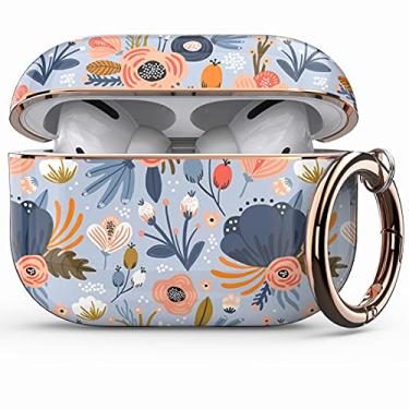 Imagem de wenew Capa protetora projetada para Apple AirPods Pro 2019, padrões fofos sem desbotamento capa dura à prova de choque com chaveiro portátil para meninas mulheres homens (azul)
