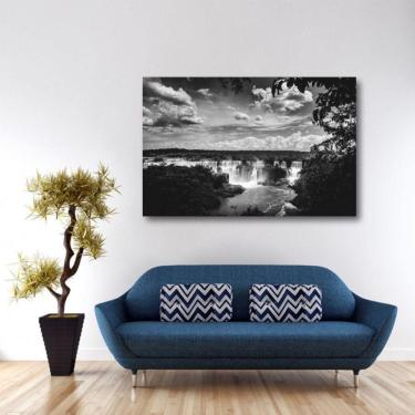 Imagem de Quadro decorativo Cataratas do Iguaçu Preto e Branco - Tela