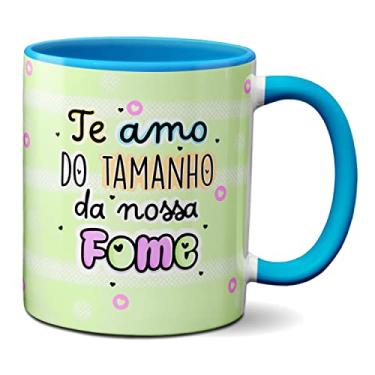 Imagem de Caneca Flork Namorados Fofos Te Amo Do Tamanho Da Nossa Fome (Azul)