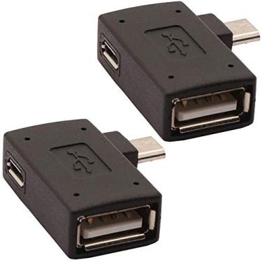 Imagem de AuviPal Adaptador OTG 2 em 1 alimentado por micro USB com ângulo de 90 graus à esquerda para PlayStaion Classic, Raspberry Pi Zero, Chromecast, smartphone ou tablet Android – Pacote com 2