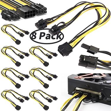 Imagem de Pacote com 8 8 pinos PCIe Splitter to Dual 8 Pin (6+2) Placa de vídeo PCI Express, Cabo de extensão VGA GPU de 12,5" para placa de vídeo de mineração
