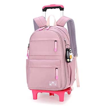 Imagem de Mochilas escolares para meninas com rodinhas, mochila infantil infantil, mochila de viagem casual primária e secundária-Purple|| 2 Wheels