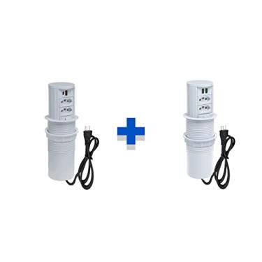 Imagem de Kit Torres Tomada Totem Slim Manual 2Tom 20A 2 e 2 USB 4.9A COR:BRANCO