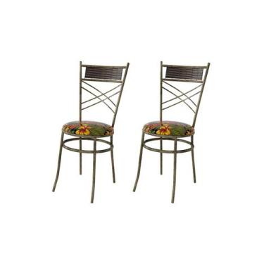 Imagem de Conjunto 2 Cadeiras De Jantar Estofada Em Aço Madrid - Decorlidi