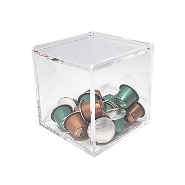 Imagem de Pote Porta Cápsulas De Café Cubo Acrílico Transparente Com Tampa