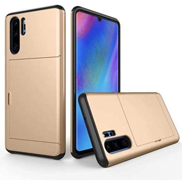 Imagem de Para Huawei P30 Pro Case Hard Armor Phone Case Para Huawei P30 Pro Carteira Porta Cartão de Crédito Slide Protect Cover Para P30, Dourado, Para Huawei P30