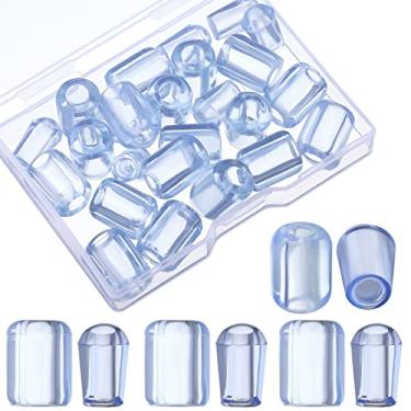 Imagem de Pacote com 30 suportes de pia de cozinha para pés de pia para parte inferior da pia protetor de pia de PVC com 30 para-choques, capa protetora de pia de fazenda, acessórios de pia de substituição para grade de pia de cozinha, transparente