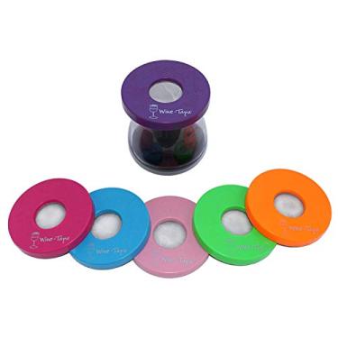 Imagem de Conjunto de 6 capas de vinho de cabana Wine-Tapa(R) em seis cores brilhantes e bonitas – para proteger o seu copo de vinho de insetos e insetos
