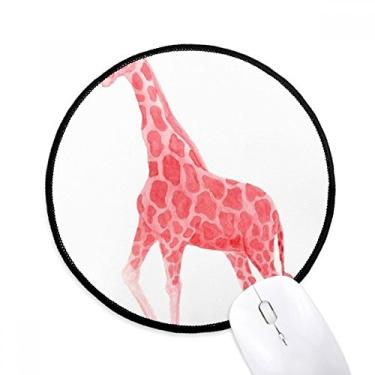 Imagem de IUCN Mouse Pad de animais ameaçados girafa vermelha tapete redondo para escritório para computador
