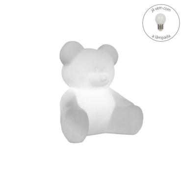 Imagem de Luminária Abajur Infantil Urso Ursinho Teddy Branco com Lâmpada LED - Decoração do Quarto do Bebê Menino Menina Presente