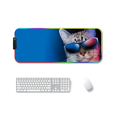 Imagem de 300x800x3mm F-01 Rubber Thermal Transfer RGB Luminous Non-Slip Mouse Pad