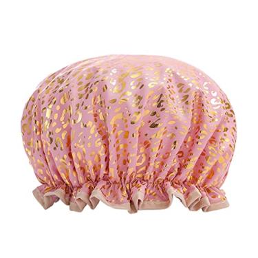 Imagem de Impressão Na Touca De Banho De Banho De Banheira Touca De Banho Com Faixa Elástica De Dupla Camada Reutilizável À Prova D'água Para Chuveiro De Salão De Spa Para Spa