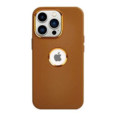 Imagem de Capa de couro com capa para iphone 14 pro max/14 plus case 14pro capa magnética de carregamento sem fio acessórios, café, para iphone 13