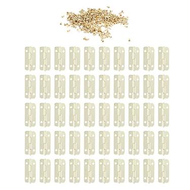 Imagem de Conjunto de 50 dobradiças arredondadas com dobradiças de ferragens para portas comerciais, parafusos de instalação de dobradiça de armário de ferro para caixa de porta de madeira, armários, mesas