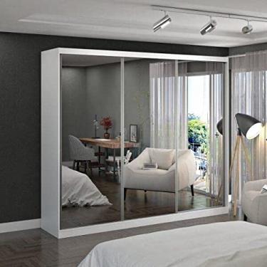 Imagem de Guarda Roupa Casal Espelhado 3 Portas de Correr MDF MM774E3 Siena Móveis Branco