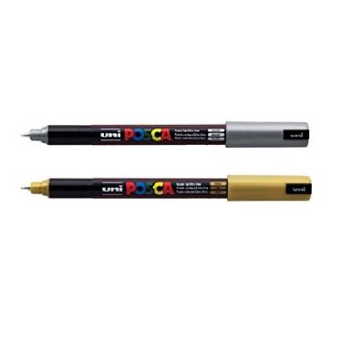 Imagem de Kit Caneta Uni Posca PC-1MR - Ouro e Prata