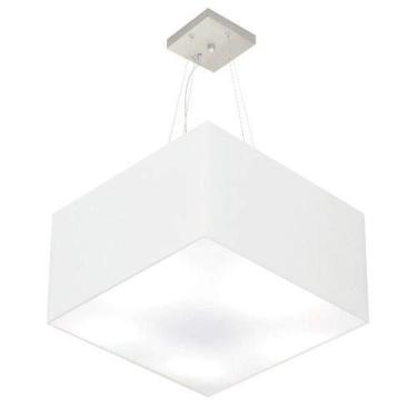 Imagem de Lustre Pendente Quadrado Cúpula Tecido 30/60x60 cm, Vivare Iluminação, Pendente4199 BR, Branco, Grande