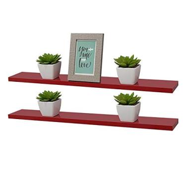 Imagem de Kit 2 Prateleiras 70 x 20cm Vermelha Suporte Invisível