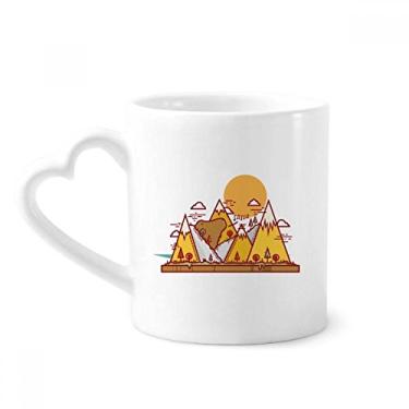 Imagem de Caneca de café de cerâmica com estampa de urso e montanha de animal, copo de coração de vidro