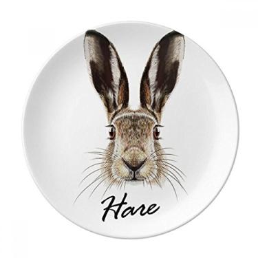 Imagem de Prato decorativo de porcelana salver salver de flor de lebre selvagem com nariz grande cinza