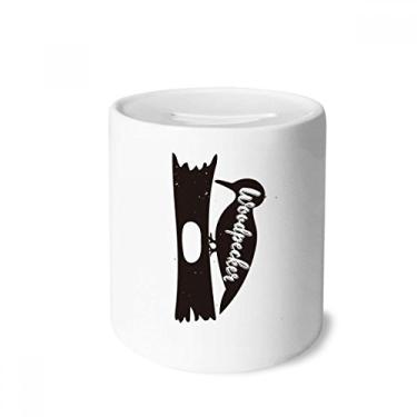 Imagem de DIYthinker Woodpecker Caixa de dinheiro preta e branca Animal Dinheiro Caixa de cerâmica para presente de cofrinho