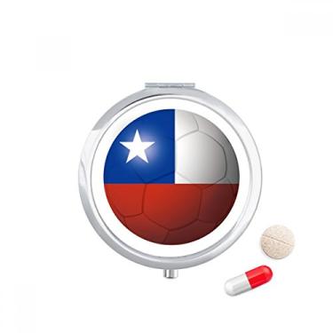 Imagem de Caixa de comprimidos de futebol americano com bandeira nacional do Chile com compartimento para armazenamento de medicamentos