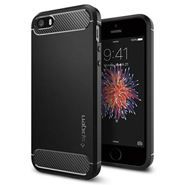 Imagem de Capa para Iphone SE Rugged Armor, Spigen, Capa Anti-Impacto, Preto