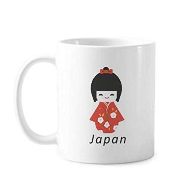 Imagem de Caneca clássica japonesa japonesa de brinquedo para meninas pequenas caneca de cerâmica branca presente com alças 350 ml