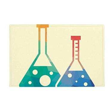 Imagem de DIYthinker Tapete de chão com estampa de química com dois cônicos, tapete antiderrapante para porta de banheiro