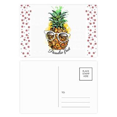 Imagem de Óculos de sol Abacaxi Tropical Fruit Christmas Christmas Flower Celebration Cartão postal Blessing Mailing Card