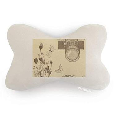 Imagem de DIYthinker Almofada de almofada para apoio de cabeça com estampa de borboleta rosa para carro e decoração de pescoço