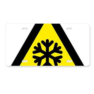 Imagem de DIYthinker Símbolo de aviso amarelo preto neve estrada gelo placa de carro decoração de carro acessório de aço inoxidável