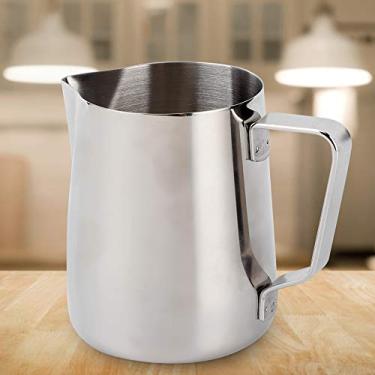 Imagem de 【 】Jarra de espumar de aço inoxidável, copo de latte de café prateado, espumador de leite, arte de latte para máquinas de café expresso em casa (600ml)