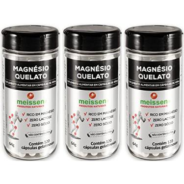 Imagem de Magnésio Quelato 433 mg Meissen 120 Cápsulas Kit 3 Unidades