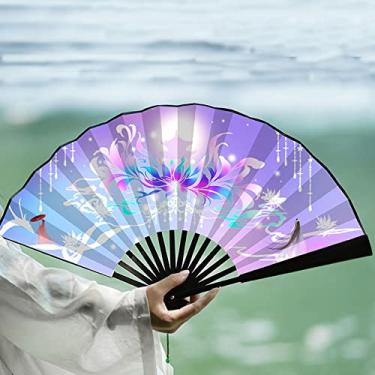 Imagem de XIALON 1 ventilador dobrável de 22,86 cm Ventilador masculino antigo Hanfu ventilador de moda antiga chinesa dobrável